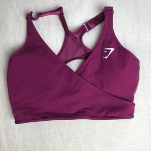 Maroon Gymshark Wrap Sports Bra